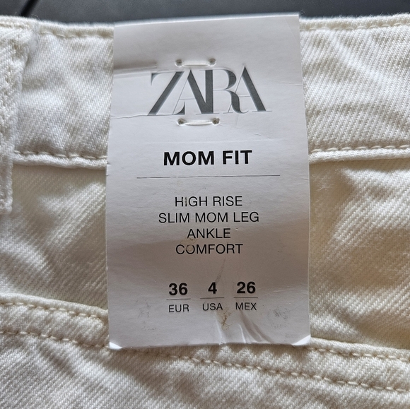 Zara White Jeans Womens Sz 4 Denim High Waisted Mom Fit Ankle Length Comfort - Picture 8 of 12